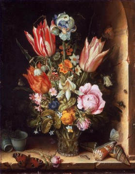Bosschaert Ambrosius Bodegón con flores y conchas marinas Pinturas al óleo